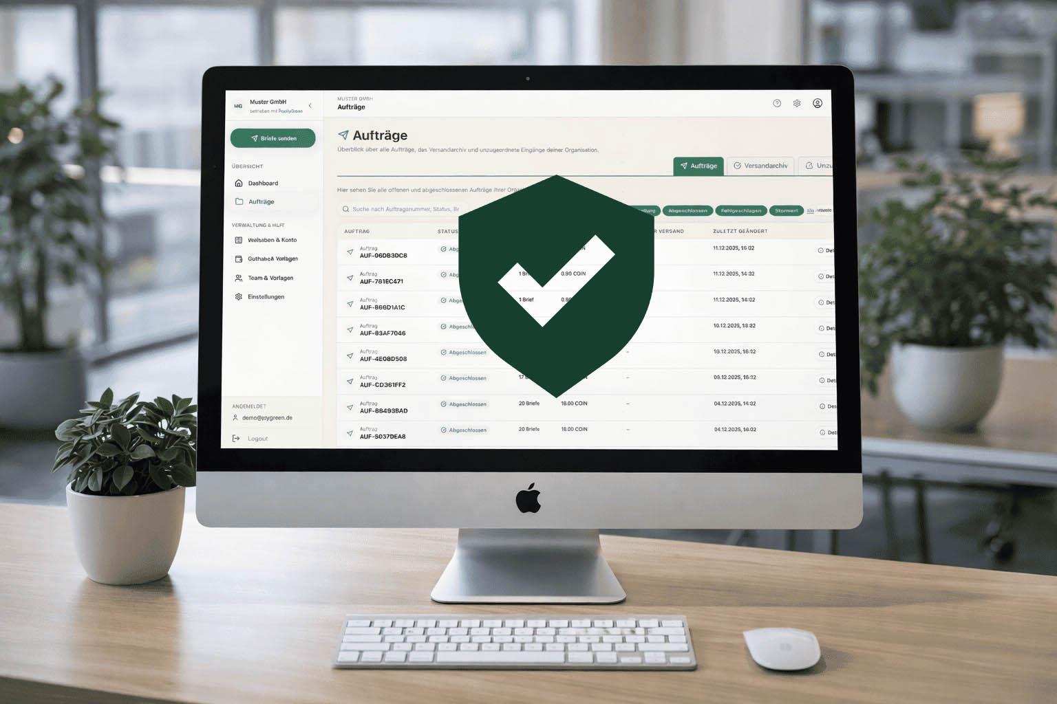 3D Illustration: DSGVO-konformer, auditierbarer Postausgang